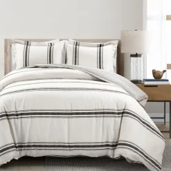 Farmhouse Stripe 100% Cotton Duvet Cover Set