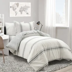 Farmhouse Stripe 100% Cotton Duvet Cover Set