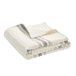 Farmhouse Stripe Kantha Pick Stitch Yarn Dyed Cotton Woven Throw