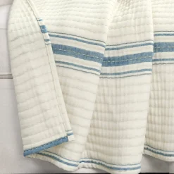 Farmhouse Stripe Kantha Pick Stitch Yarn Dyed Cotton Woven Throw