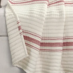 Farmhouse Stripe Kantha Pick Stitch Yarn Dyed Cotton Woven Throw