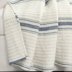 Farmhouse Stripe Kantha Pick Stitch Yarn Dyed Cotton Woven Throw