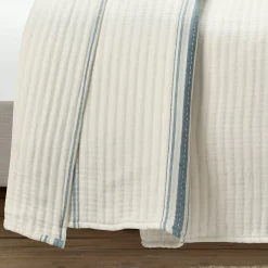 Farmhouse Stripe Kantha Pick Stitch Yarn Dyed Cotton Woven Blanket/Quilt/Coverlet