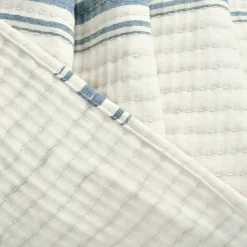 Farmhouse Stripe Kantha Pick Stitch Yarn Dyed Cotton Woven Throw