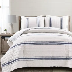 Farmhouse Stripe Reversible Cotton Quilt Set