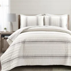 Farmhouse Stripe Reversible Cotton Quilt Set