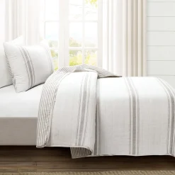 Farmhouse Stripe Reversible Cotton Quilt Set