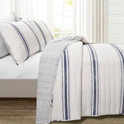 Farmhouse Stripe Reversible Cotton Quilt Set