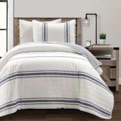 Farmhouse Stripe Reversible Cotton Quilt Set