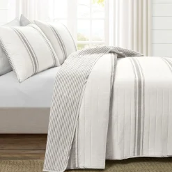 Farmhouse Stripe Reversible Cotton Quilt Set