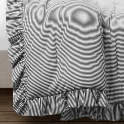 Farmhouse Stripe Reyna Ruffle Reversible Comforter 3 Piece Set