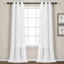 Farmhouse Textured Grommet Sheer Indoor/Outdoor Window Curtain