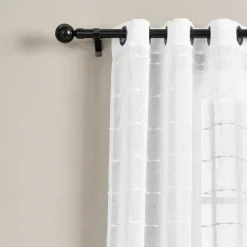 Farmhouse Textured Grommet Sheer Indoor/Outdoor Window Curtain