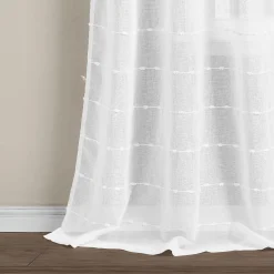 Farmhouse Textured Grommet Sheer Indoor/Outdoor Window Curtain