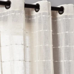 Farmhouse Textured Grommet Sheer Window Curtain Panel Set