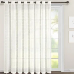 Farmhouse Textured Grommet Sheer Ultra Wide Window Curtain Panel