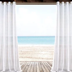 Farmhouse Textured Grommet Sheer Indoor/Outdoor Window Curtain