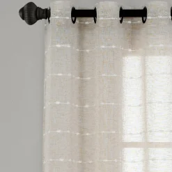 Farmhouse Textured Grommet Sheer Window Curtain Panel Set