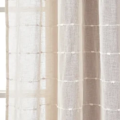 Farmhouse Textured Grommet Sheer Window Curtain Panel Set