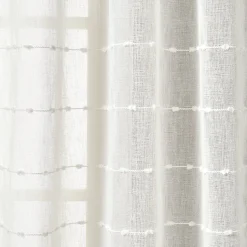 Farmhouse Textured Sheer Back Tab Rod Pocket Window Curtain Panel Set