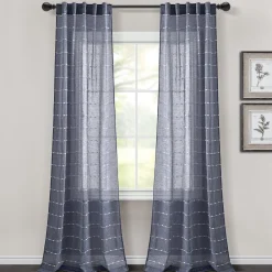 Farmhouse Textured Sheer Back Tab Rod Pocket Window Curtain Panel Set