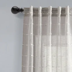 Farmhouse Textured Sheer Back Tab Rod Pocket Window Curtain Panel Set