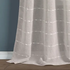 Farmhouse Textured Sheer Back Tab Rod Pocket Window Curtain Panel Set