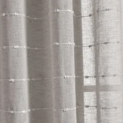 Farmhouse Textured Sheer Back Tab Rod Pocket Window Curtain Panel Set