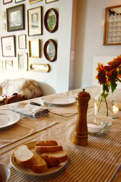 Farmhouse Ticking Stripe Yarn Dyed Table Runner