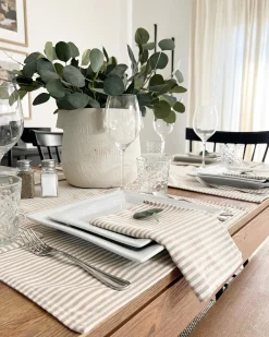 Farmhouse Ticking Stripe Yarn Dyed Table Runner