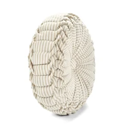 Farmhouse Ticking Stripe Yarn Dyed Pleated Decorative Pillow