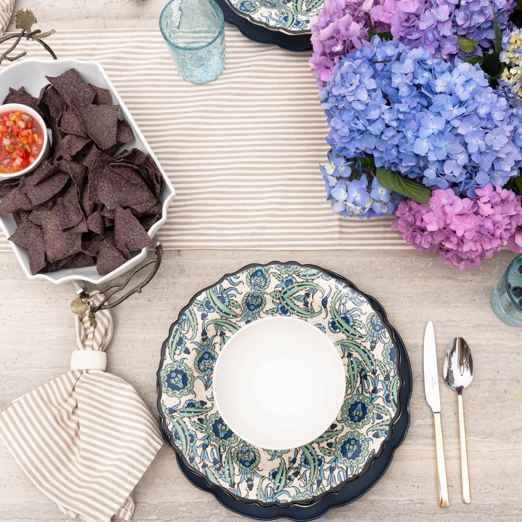 Farmhouse Ticking Stripe Yarn Dyed Table Runner