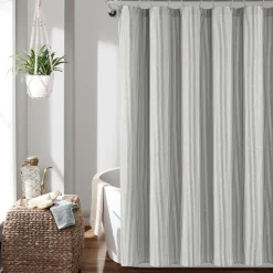 Farmhouse Vintage Stripe Yarn Dyed Recycled Cotton Blend Shower Curtain