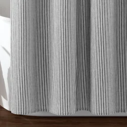 Farmhouse Vintage Stripe Yarn Dyed Recycled Cotton Blend Shower Curtain