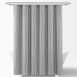 Farmhouse Vintage Stripe Yarn Dyed Recycled Cotton Blend Shower Curtain