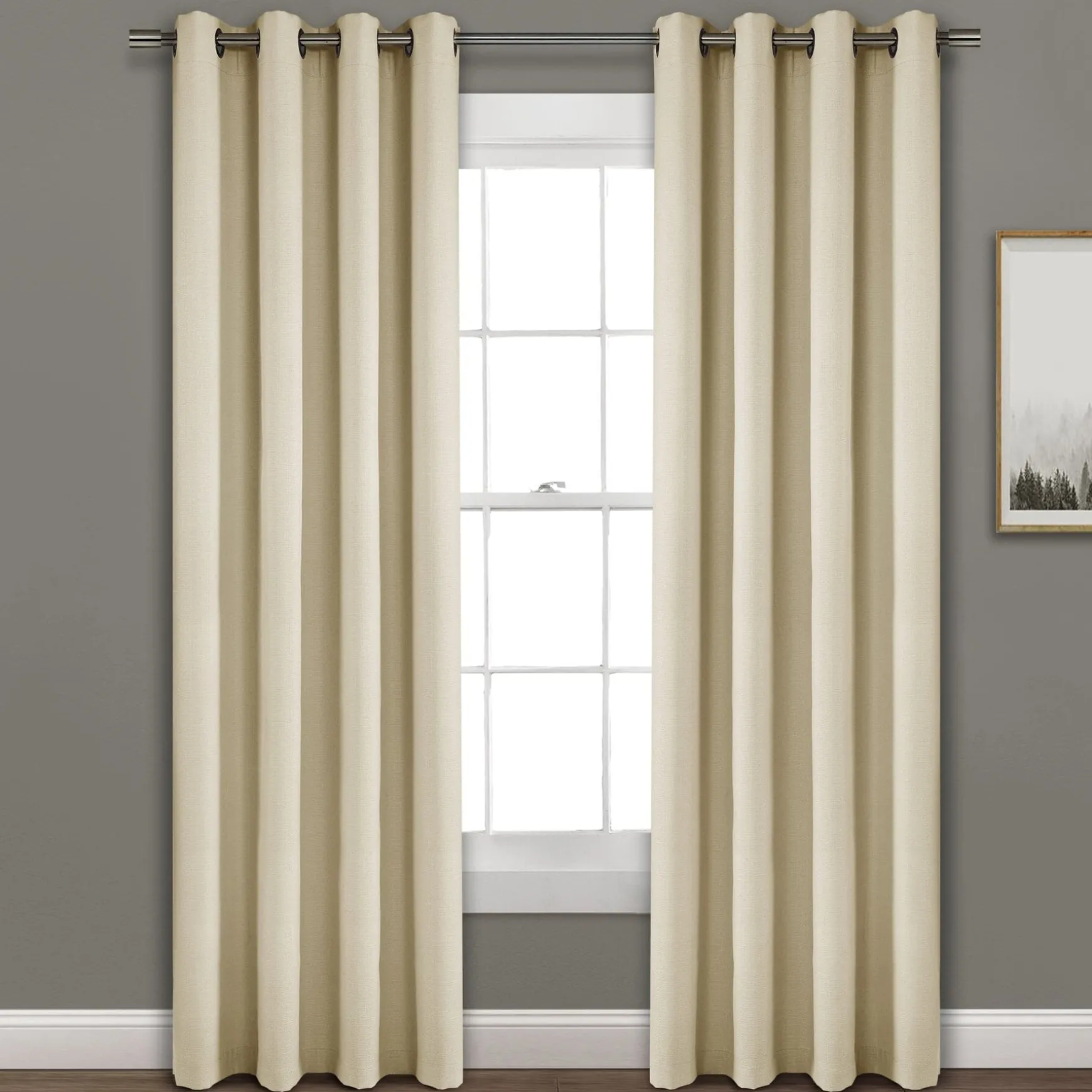 Faux Linen Absolute Blackout Window Curtain Panel