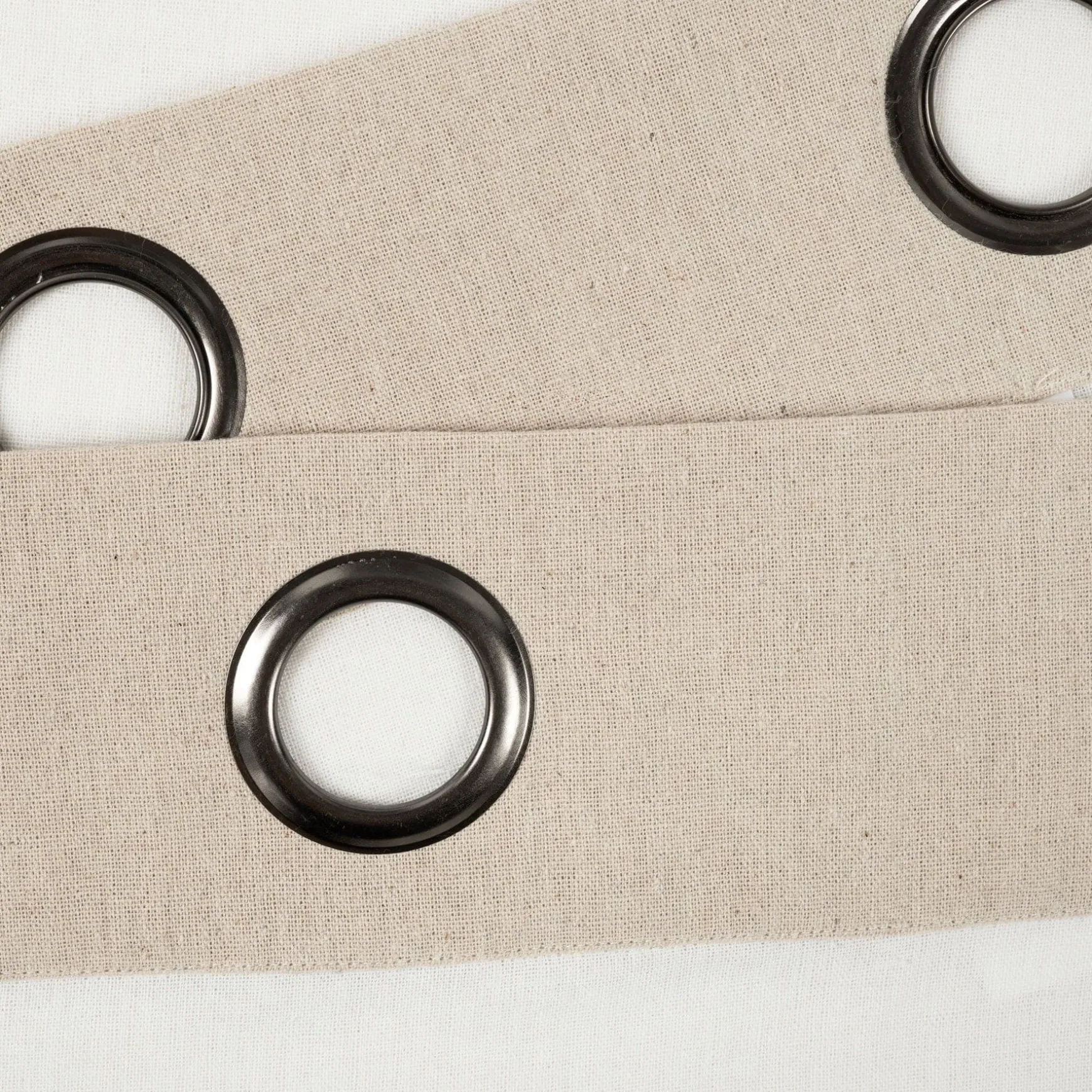 Faux Linen Grommet Color Block Window Curtain Panel