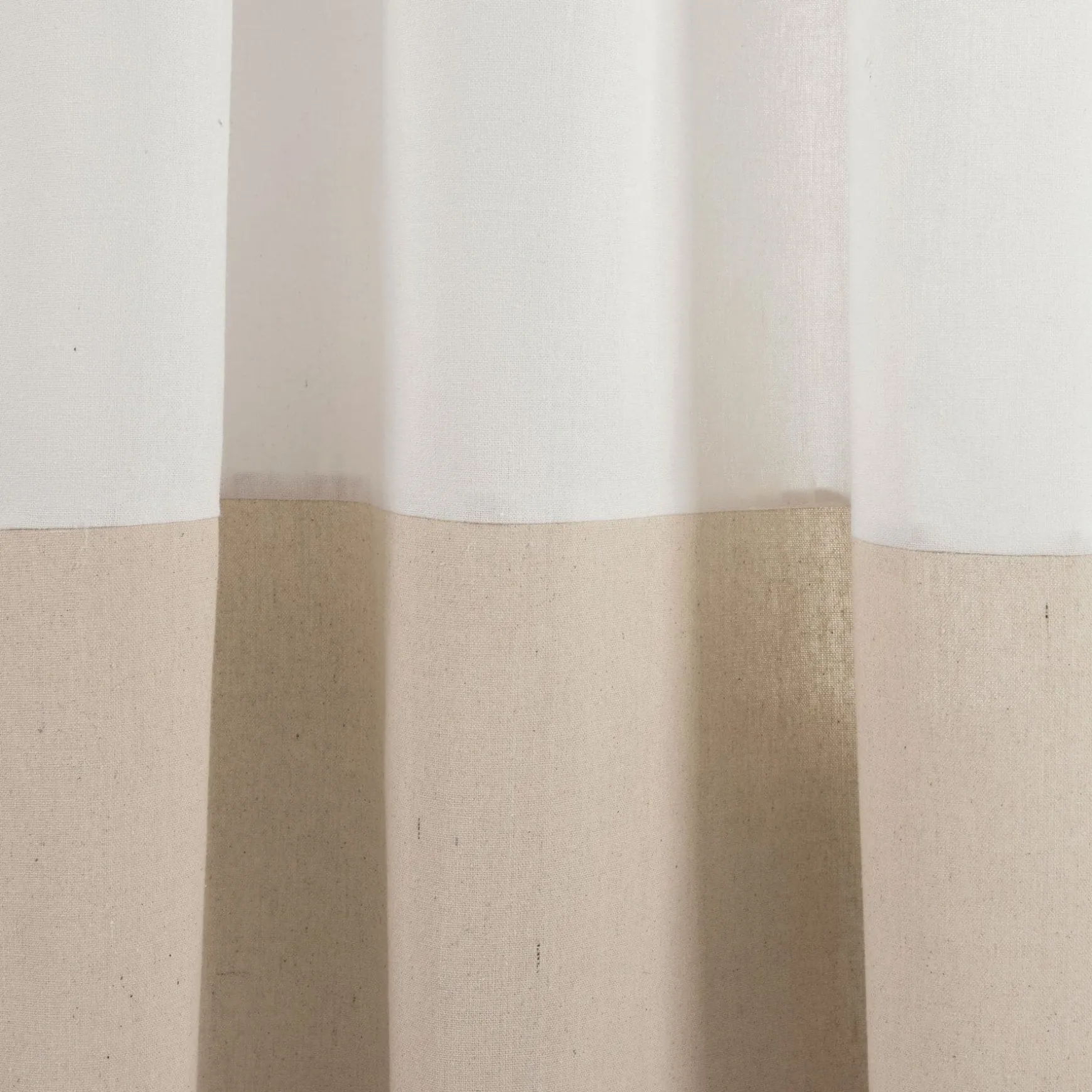 Faux Linen Grommet Color Block Window Curtain Panel