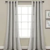 Faux Linen Grommet Window Curtain Panel Set