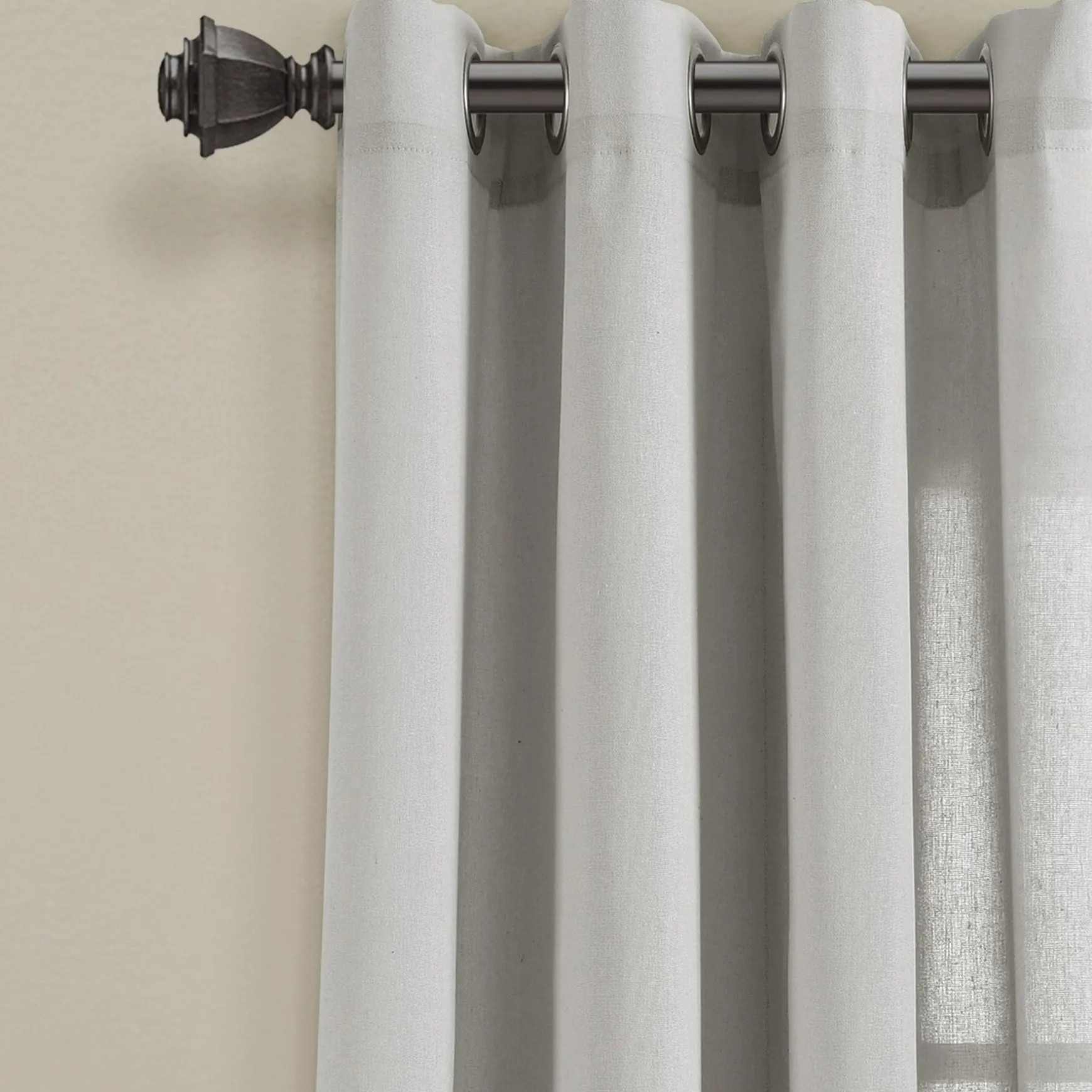 Faux Linen Grommet Window Curtain Panel Set