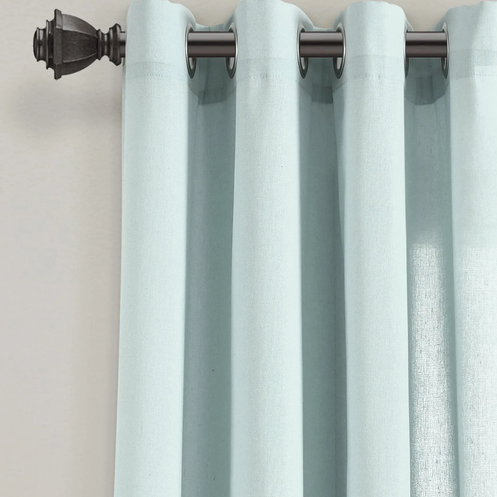 Faux Linen Grommet Window Curtain Panel Set