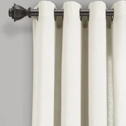 Faux Linen Grommet Window Curtain Panel Set