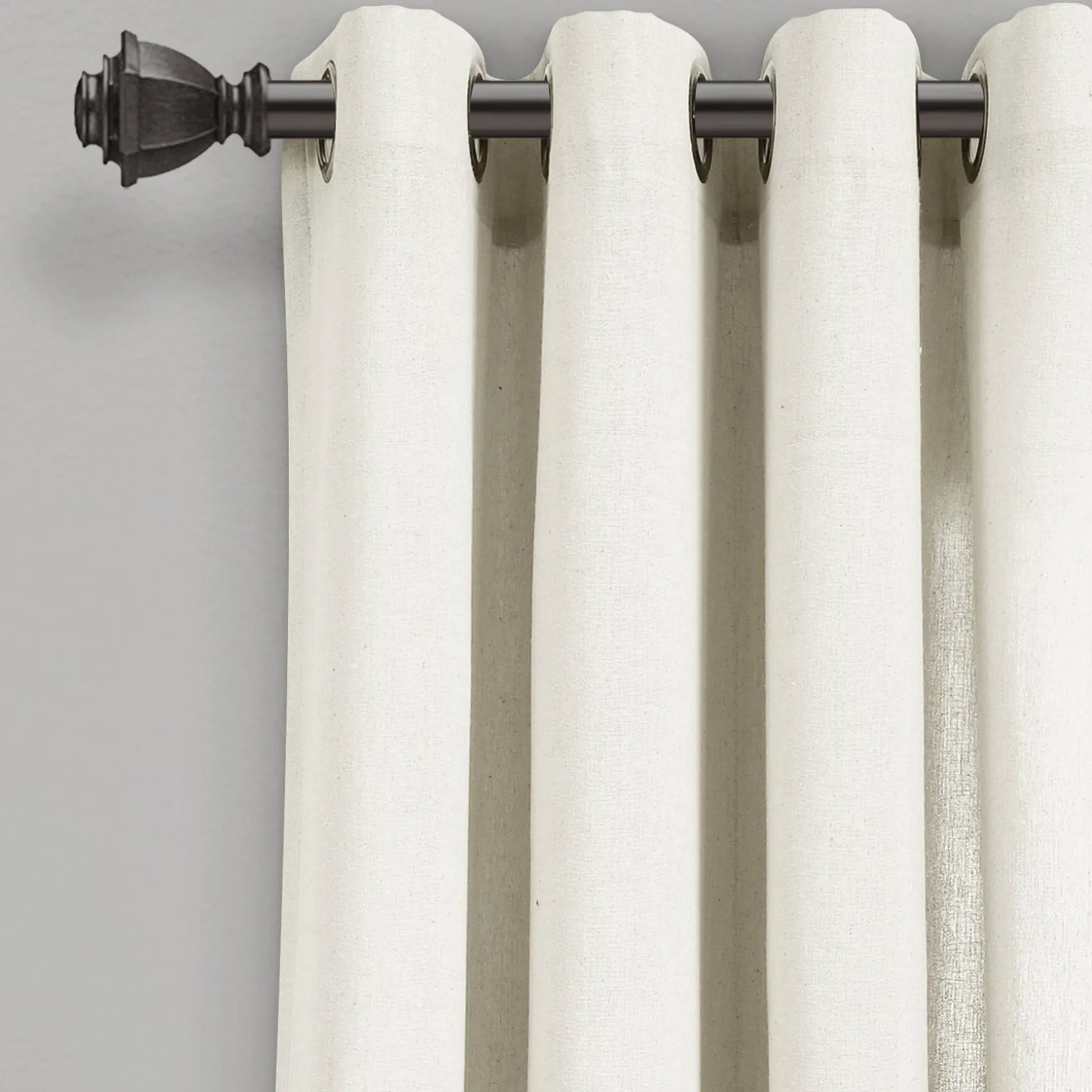 Faux Linen Grommet Window Curtain Panel Set
