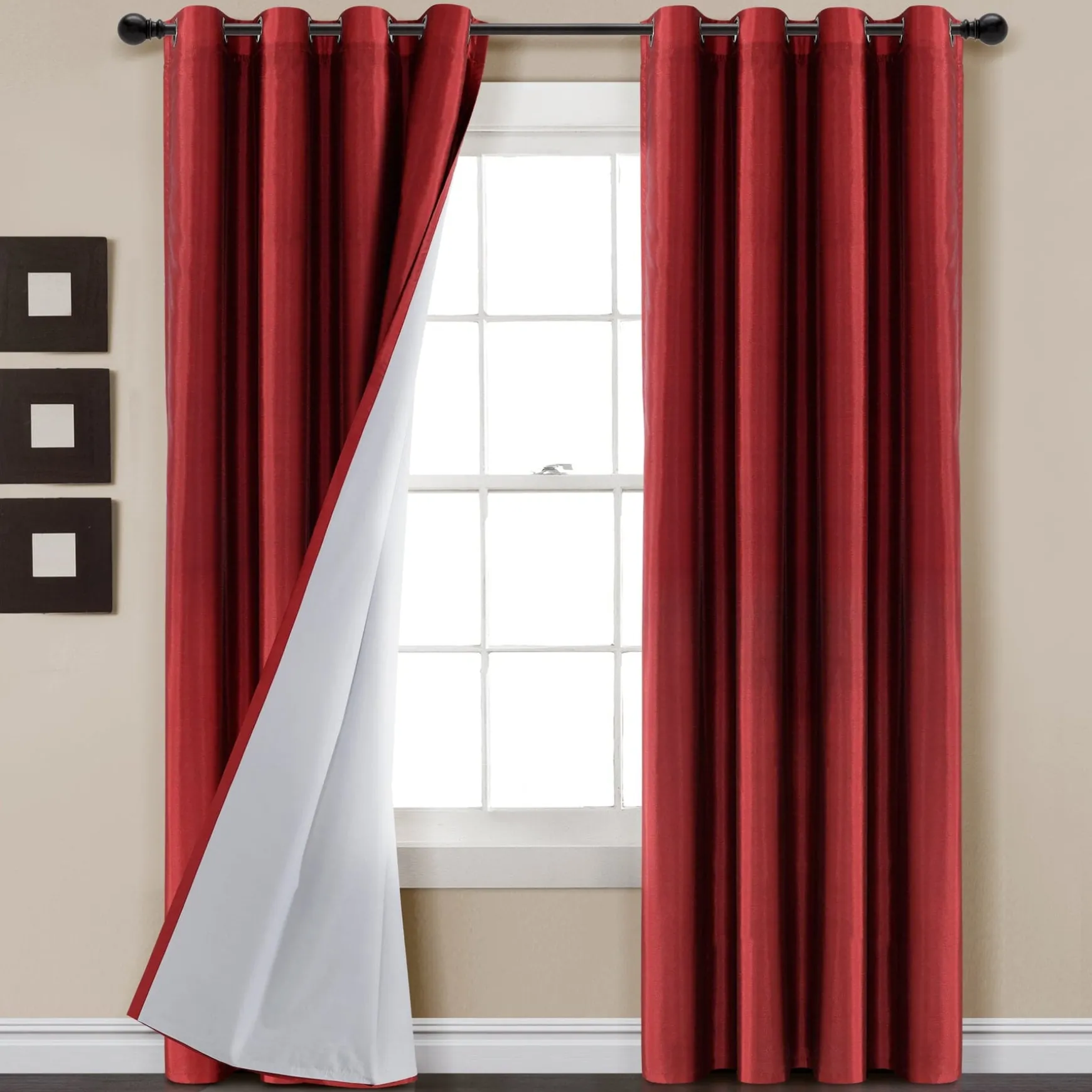 Faux Silk 100% Blackout Window Curtain Panel