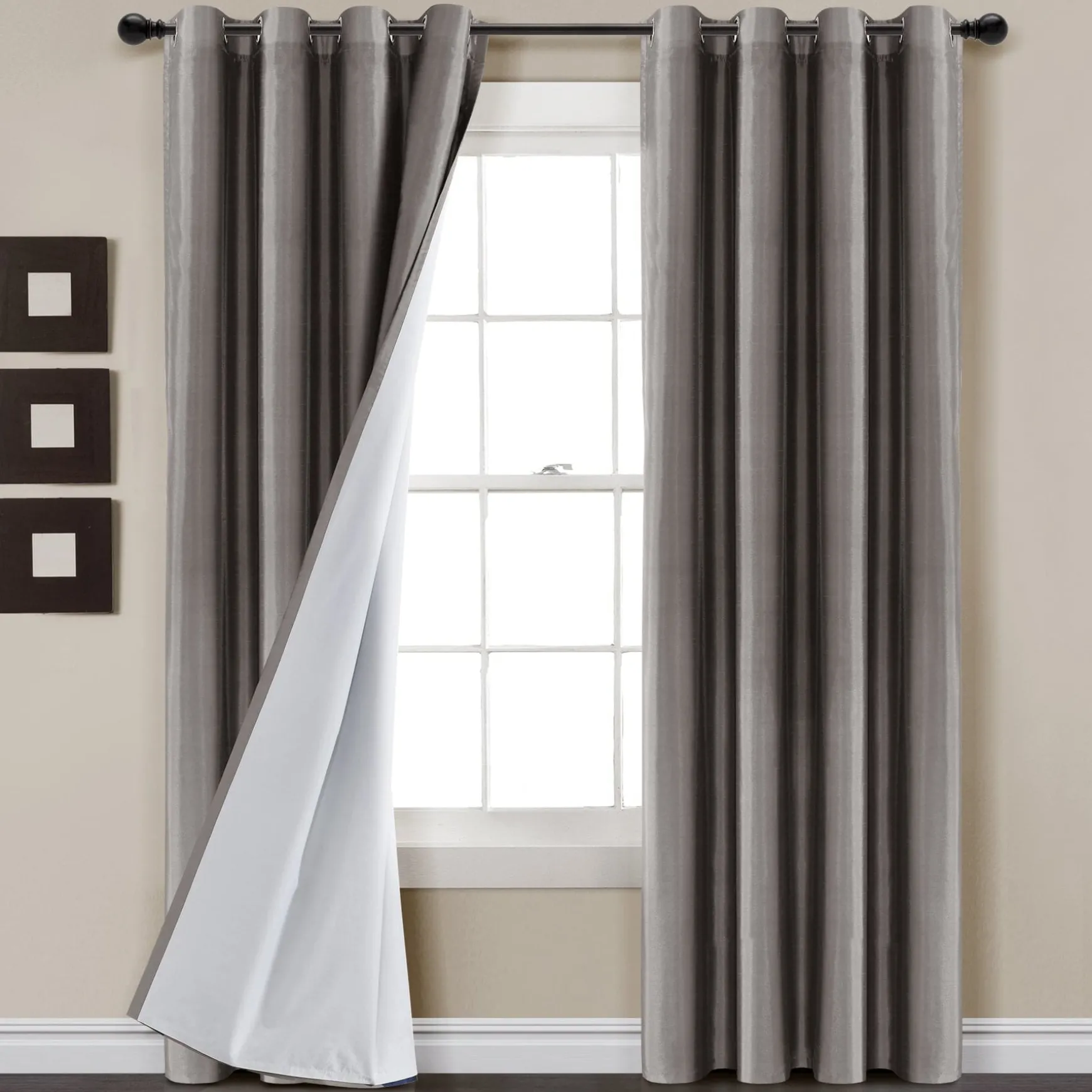 Faux Silk 100% Blackout Window Curtain Panel