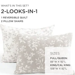 Floral Jacquard Reversible Soft Matelassé 3 Piece Quilt Set