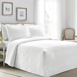 French Country Geo Ruffle Skirt 3 Piece Bedspread Set