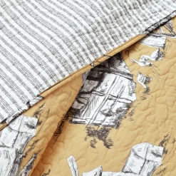 French Country Toile 3 Piece Quilt Set