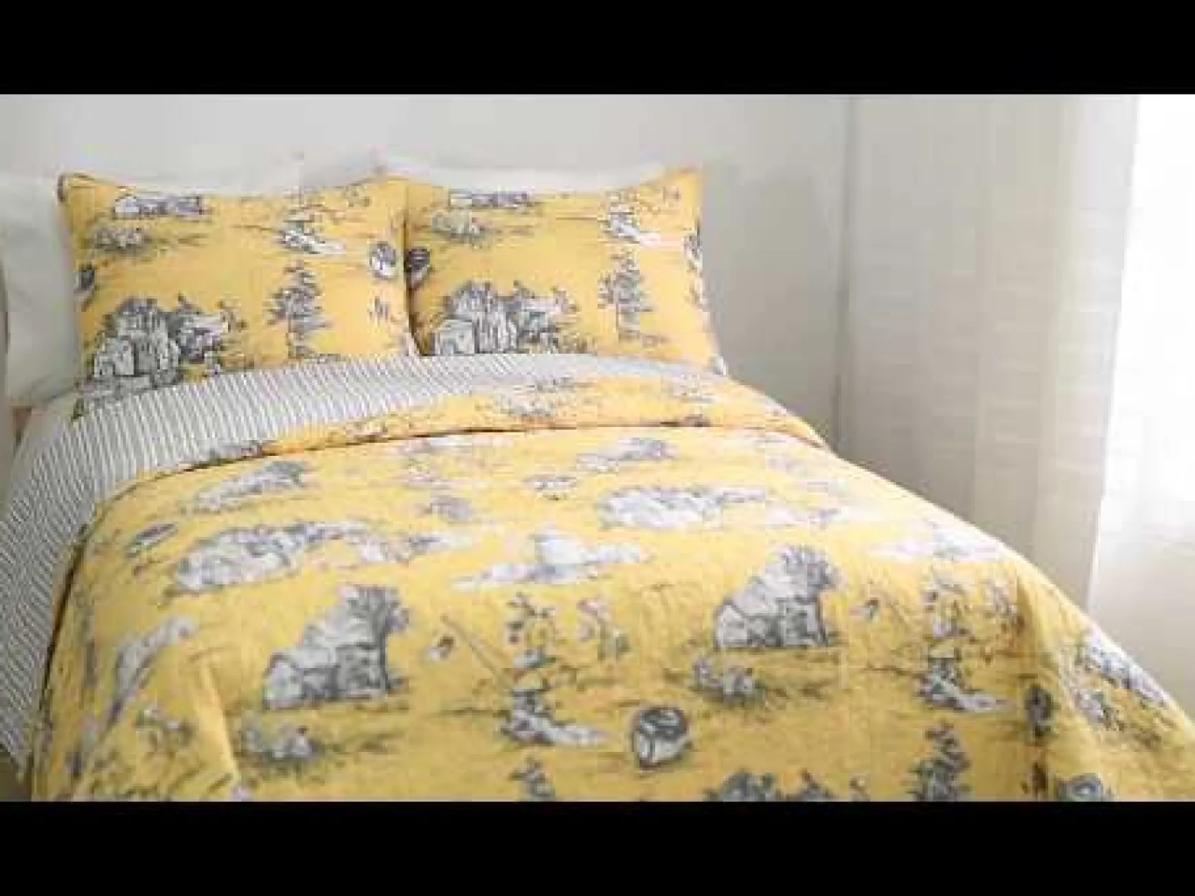 French Country Toile 3 Piece Quilt Set