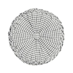 Gingham Check Yarn Dyed Pleated Decorative Pillow
